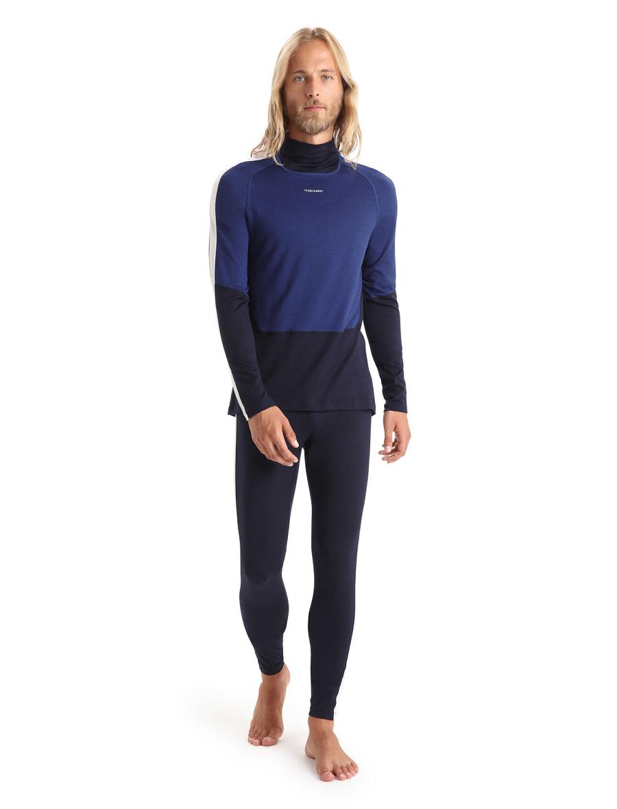 Midnight Navy / Snow Men's Icebreaker Merino 200 Sonebula Thermal Leggings Base Layers | USA 1365EBCX